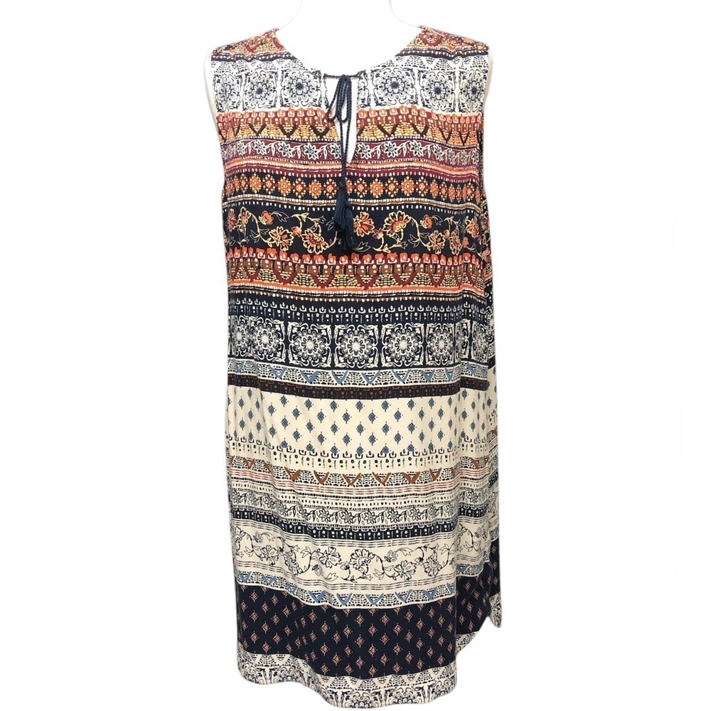 Beach Lunch Lounge Pullover Boho Peasant Rayon Dress - Picture 2 of 8